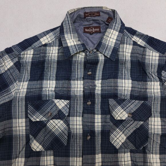 Northwest Territory Tartan Flannel Casual Button Up Shirt Mens Size Large L Blue - Picture 1 of 11